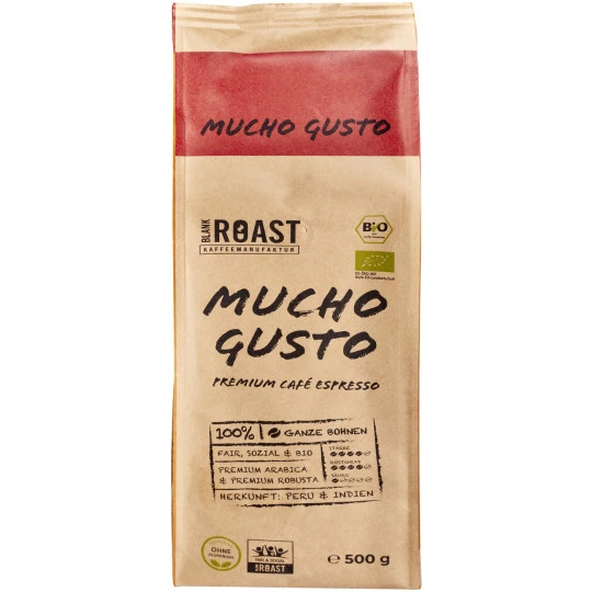 Bio Blank Roast Mucho Gusto Espresso Bohnen 500G 1 Bio Blank Roast Mucho Gusto Espresso Bohnen 500G