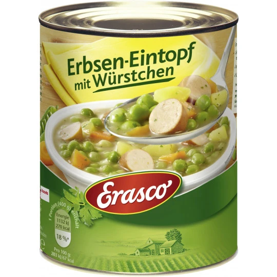 Erasco Erbsen-Eintopf Mit Würstchen 800G 1 Erasco Erbsen-Eintopf Mit Würstchen 800G