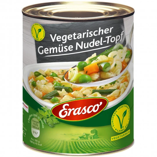 Erasco Vegetarischer Gemüse Nudel-Topf 800G 1 Erasco Vegetarischer Gemüse Nudel-Topf 800G