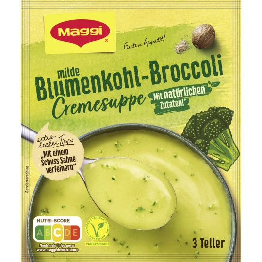 Maggi Guten Appetit Milde Blumenkohl-Broccoli Cremesuppe Ergibt 750ML 1 Maggi Guten Appetit Milde Blumenkohl-Broccoli Cremesuppe Ergibt 750ML