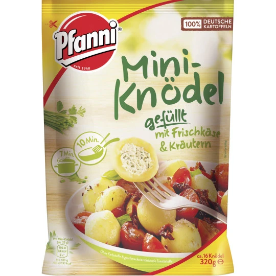 Pfanni Mini-Knödel Gefüllt Mit Frischkäse Und Kräutern 320G 1 Pfanni Mini-Knödel Gefüllt Mit Frischkäse Und Kräutern 320G