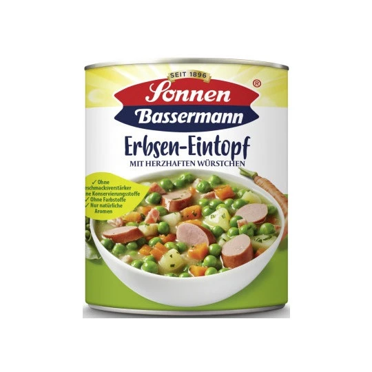Sonnen Bassermann Erbsentopf Mit Herzhaften Würstchen 800G 1 Sonnen Bassermann Erbsentopf Mit Herzhaften Würstchen 800G